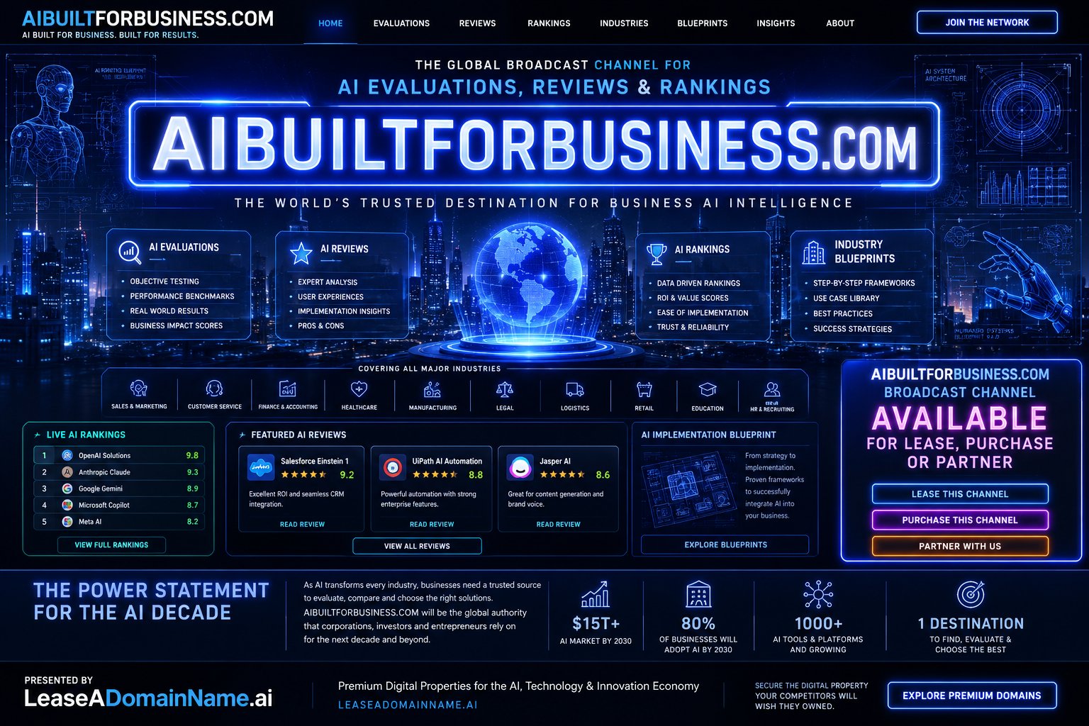AIBuiltForBusiness.com – The Global Broadcast Channel for AI Evaluations, Reviews & Rankings.